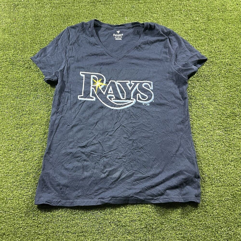 New Fanatics Tampa Bay Rays MLB Baseball V-neck T-shirt Women’s M NWOT